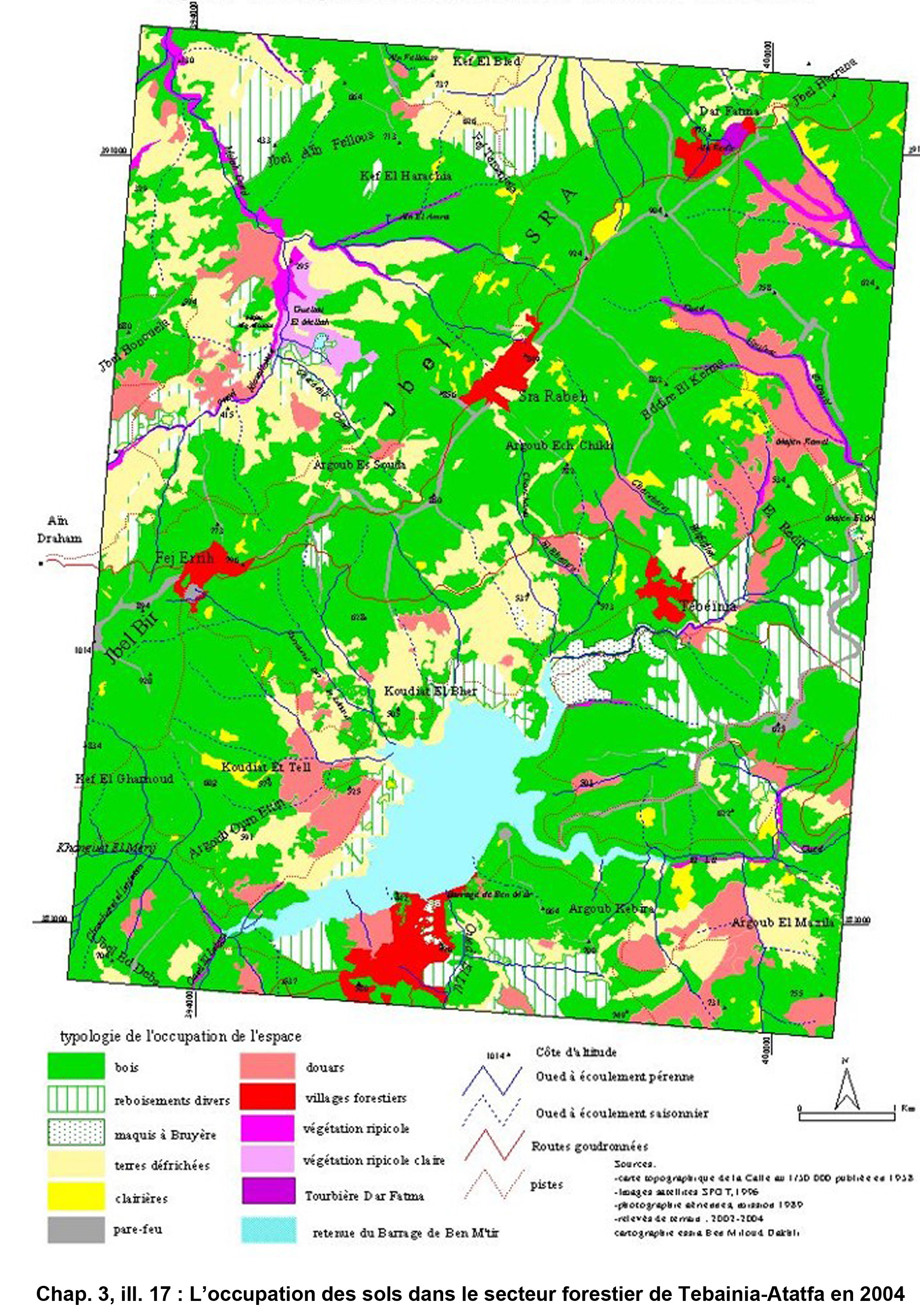Illustration 17 : L’occupation des sols dans le secteur forestier de Tebainia-Atatfa en 2004