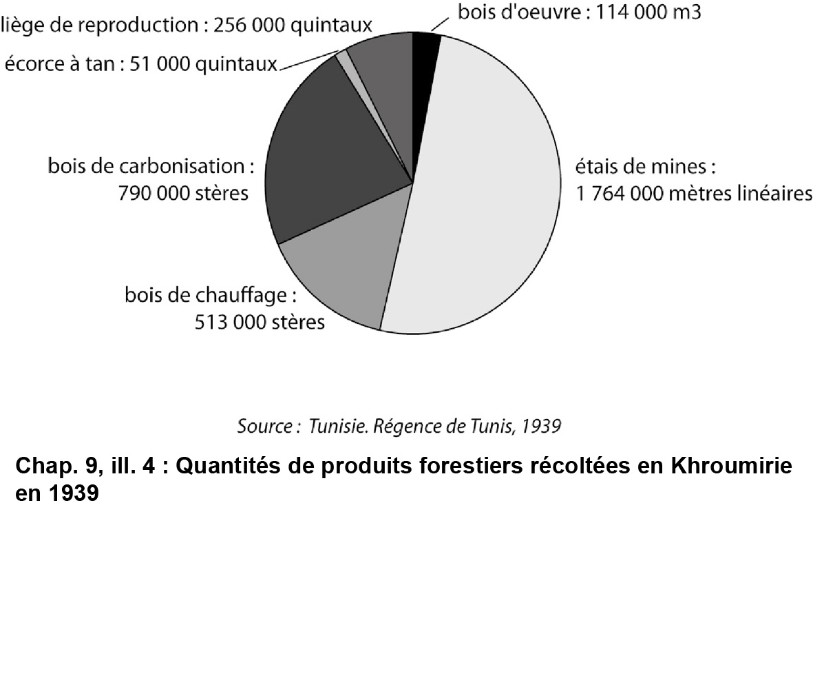 Illustration 4 : Quantités de produits forestiers récoltées en Khroumirie en 1939